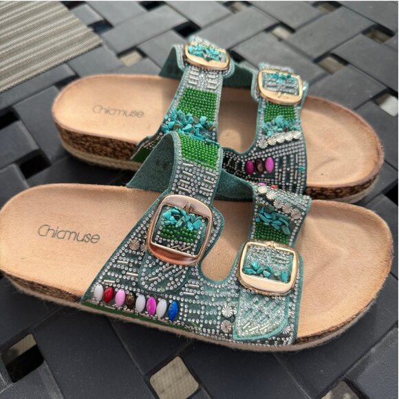 Women's Beaded Sandals EU 40 / US 9-9.5 – Dazzling Summer Shoes - New Chicmuse - Picture 1 of 10